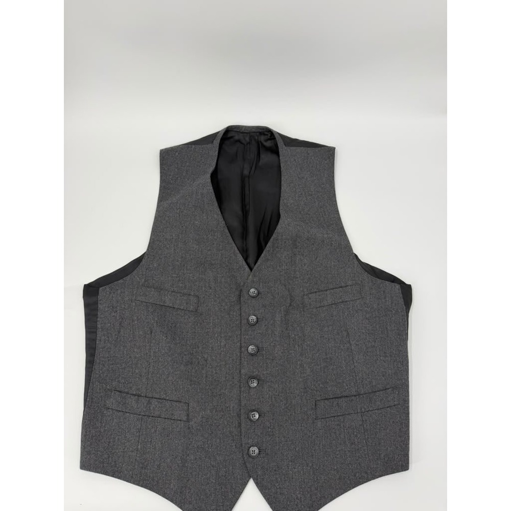 Unbranded Suit Vest Waistcoat 90s Mens Large Gray Wool Minimalist Classic GUC